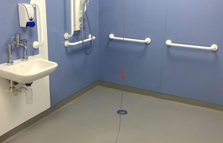 Hospital wet room flooring and cladding for Barnsley District General Hospital